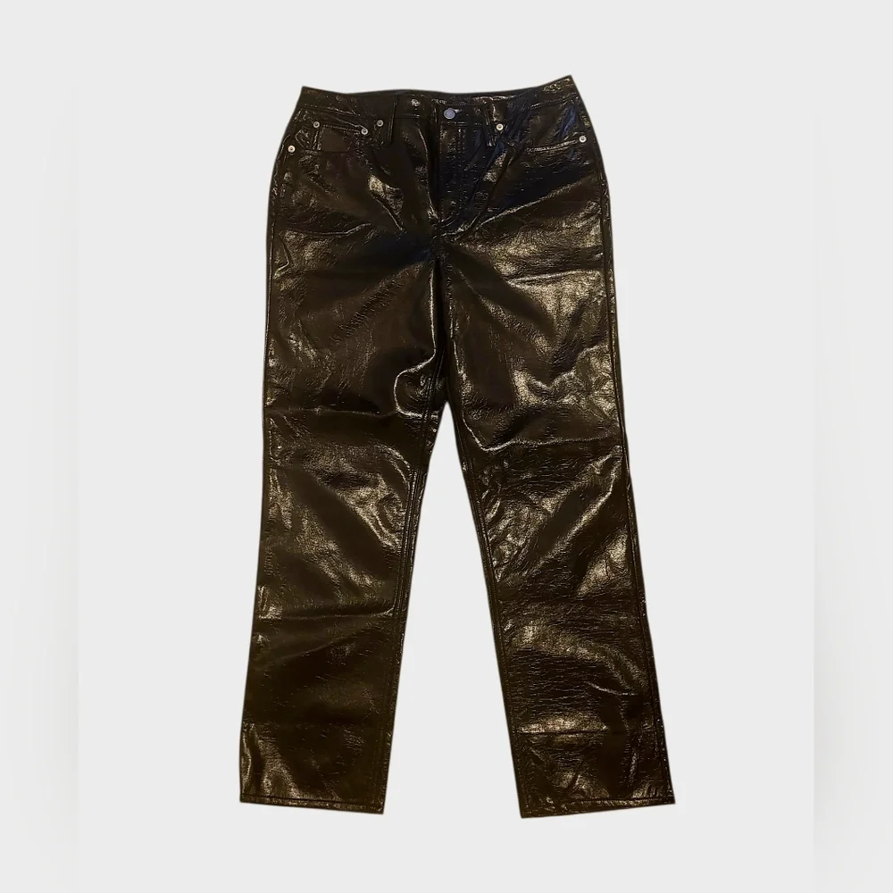 J Crew Black Classic Straight Faux Leather Pants Size 30 New!! - Picture 2 of 13